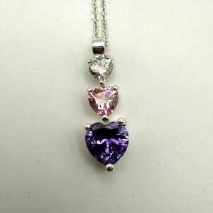 Silver Tone Triple‎ Heart Necklace – Romantic Statement Jewelry